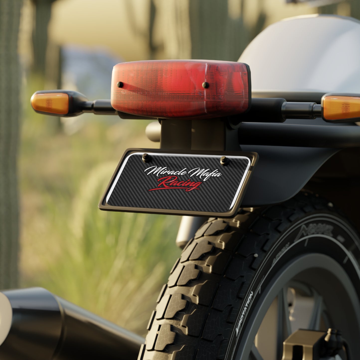 Mini License Plate — Custom Carbon-Fiber Look Name Plate for Bikes & Garages