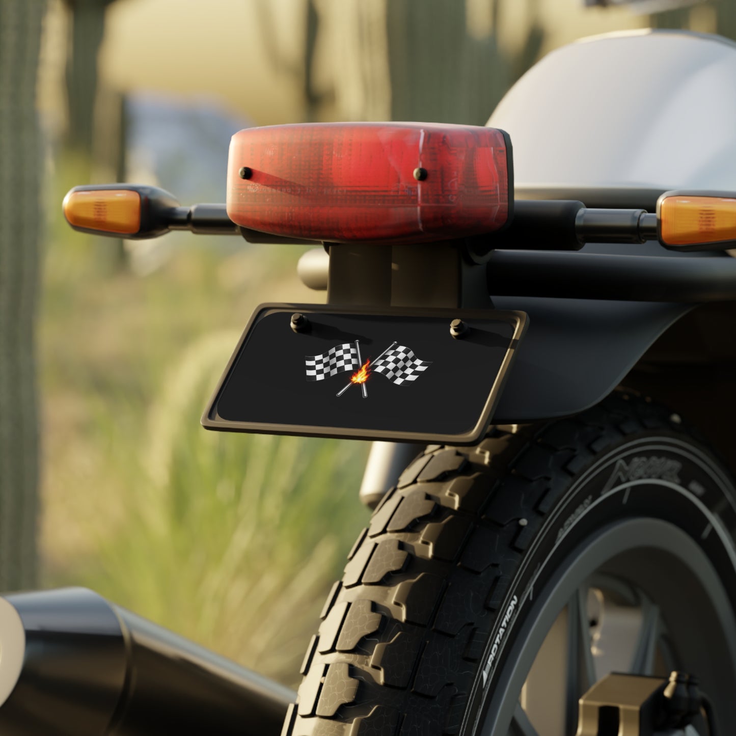 Mini License Plate — Motorcycle & Bike Prop for Photos, Videos (Not Road Legal)