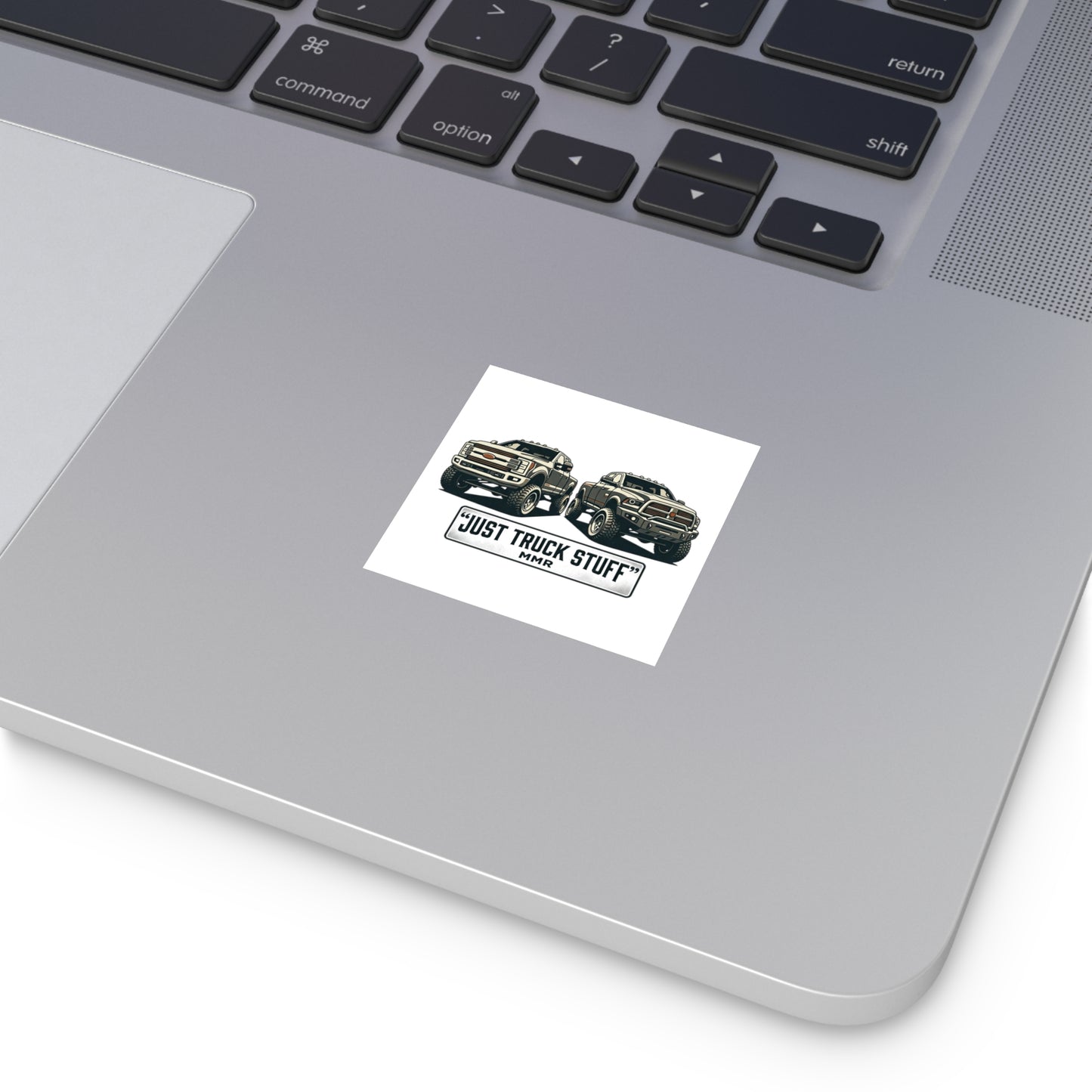 Just Truck Stuff Square Vinyl Sticker — Rugged Dual-Truck Design