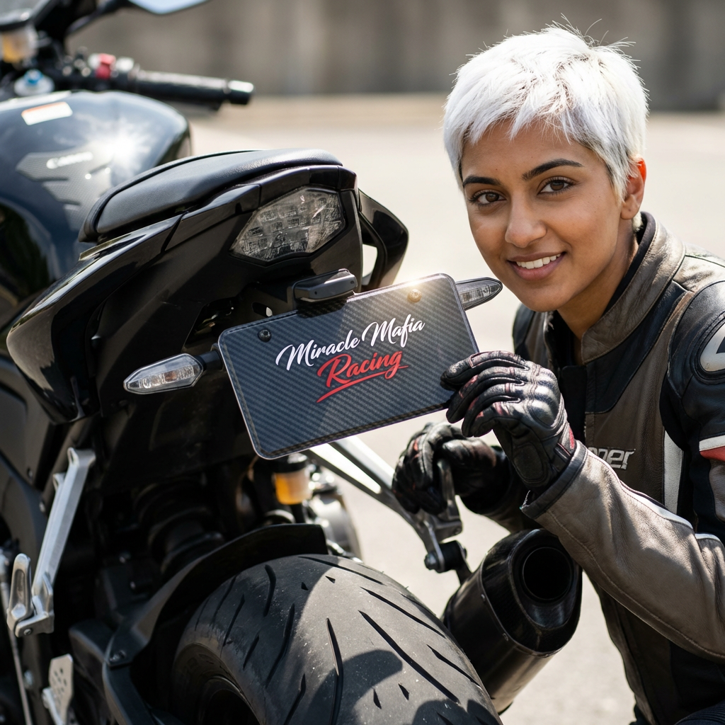 Mini License Plate — Custom Carbon-Fiber Look Name Plate for Bikes & Garages