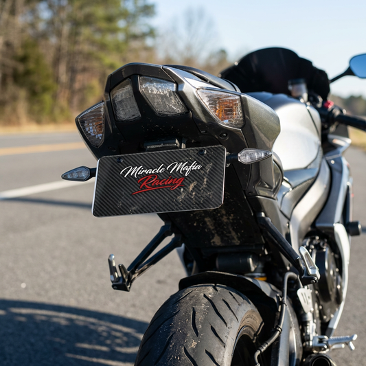 Mini License Plate — Custom Carbon-Fiber Look Name Plate for Bikes & Garages