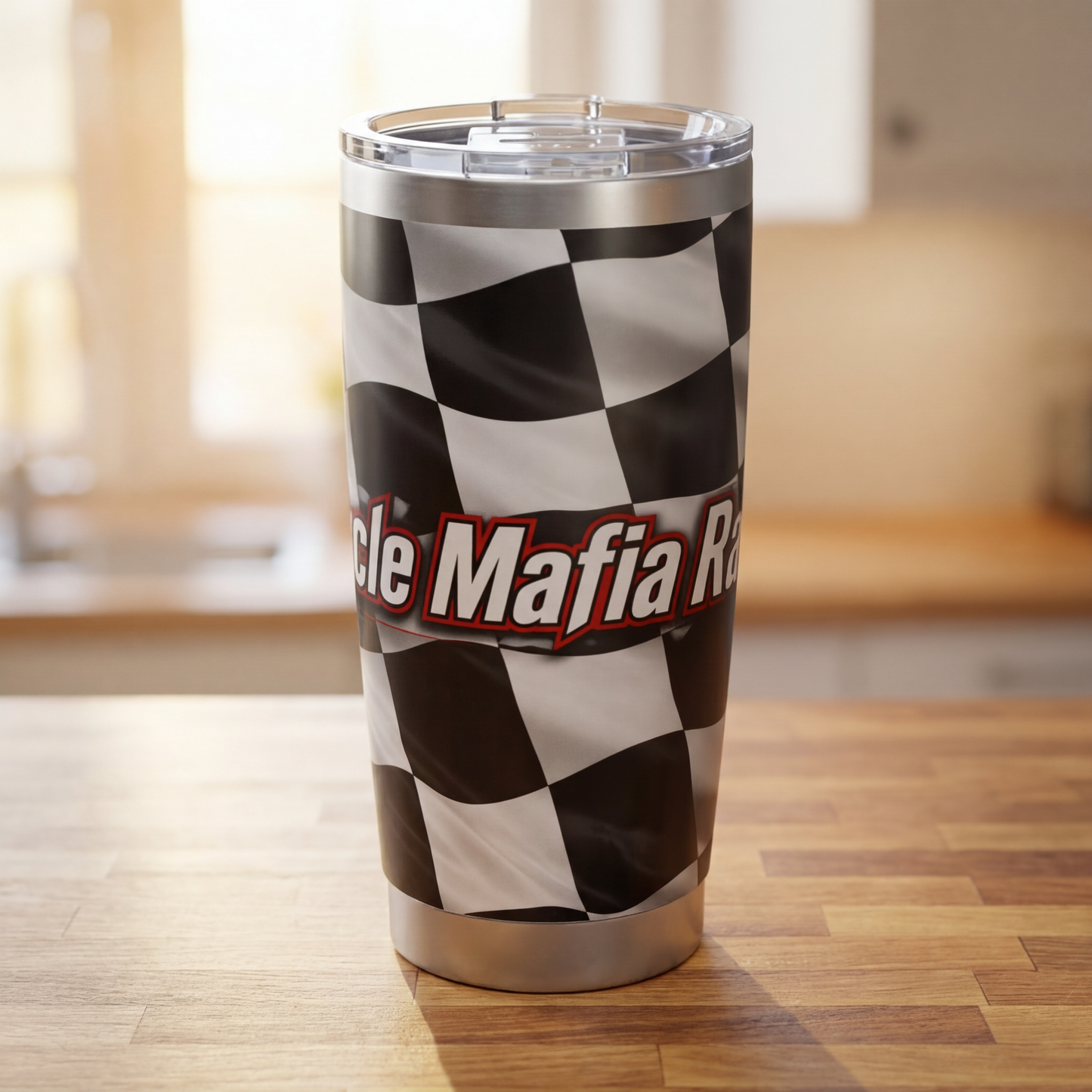 Racing Checkered Flag 20oz Tumbler — "Miracle Mafia Racing" Design