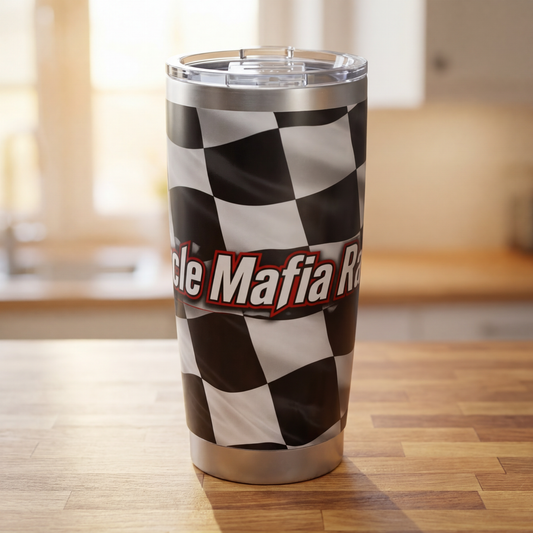 Racing Checkered Flag 20oz Tumbler — "Miracle Mafia Racing" Design