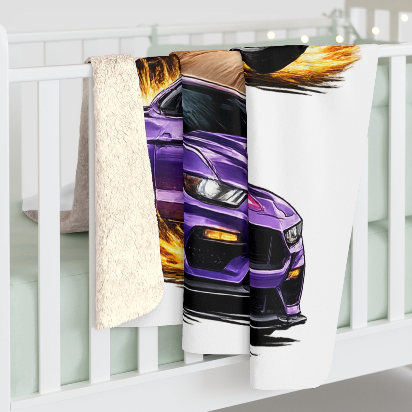 Racing Vehicles Sherpa Blanket – Muscle Car, Motorcycle & Truck Track Design