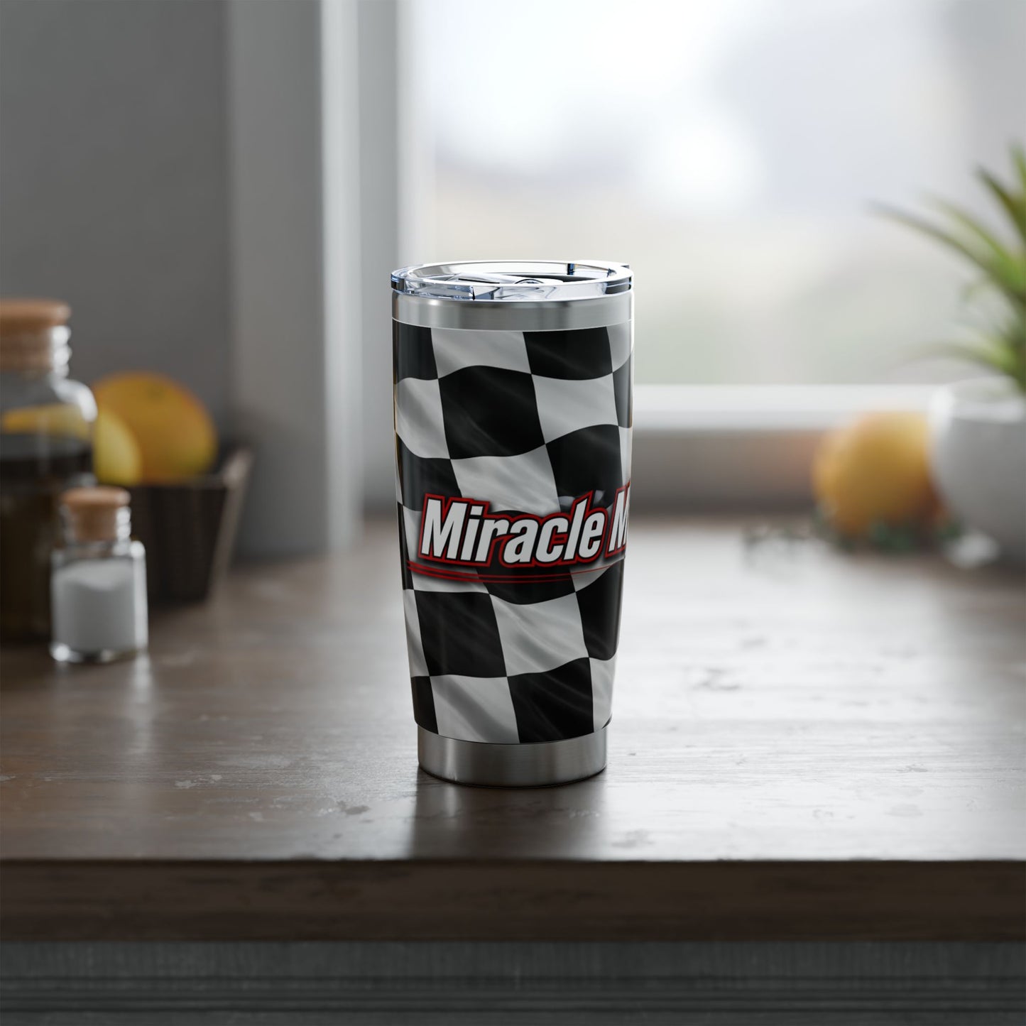 Racing Checkered Flag 20oz Tumbler — "Miracle Mafia Racing" Design