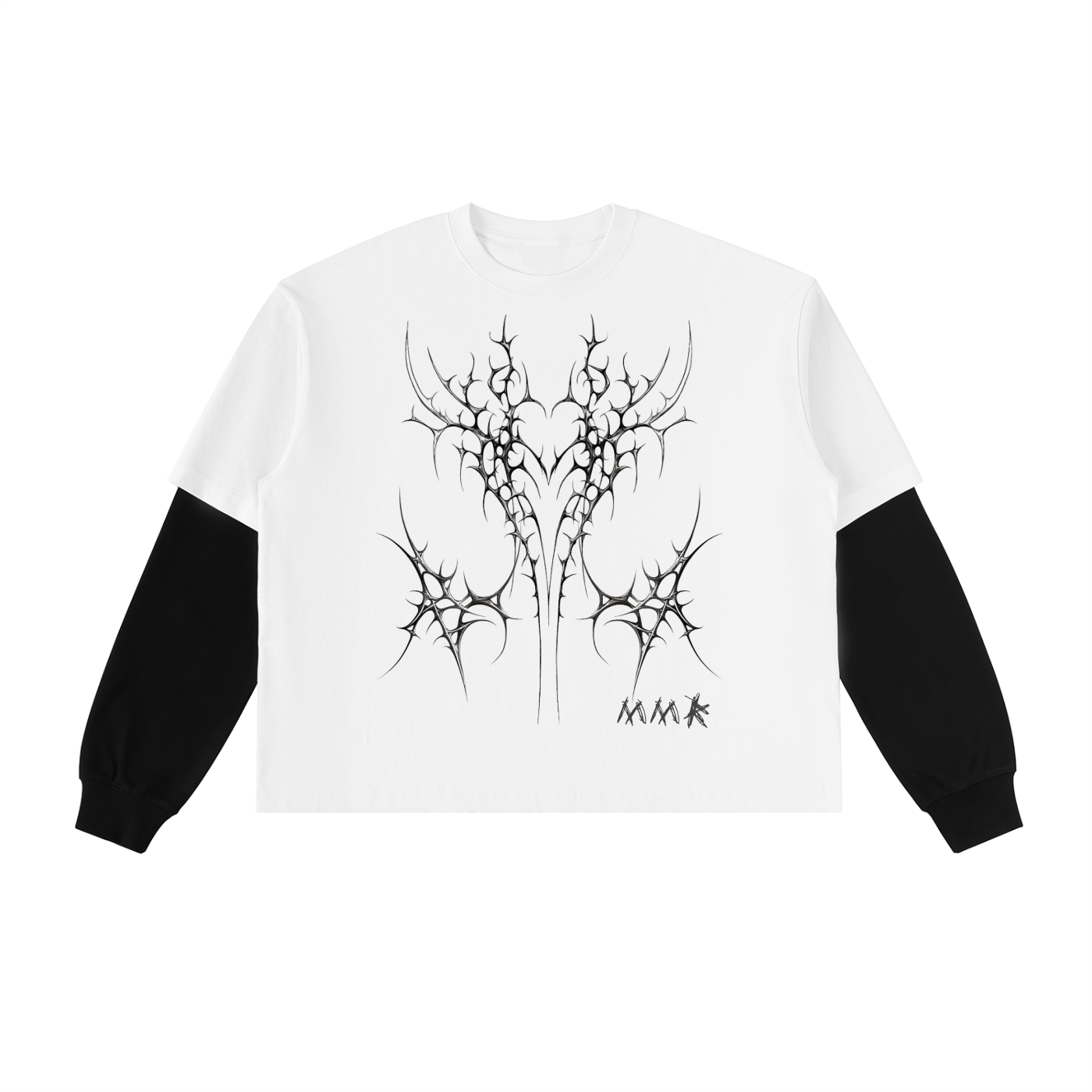 Layered Contrast Sleeve Cotton T-Shirt